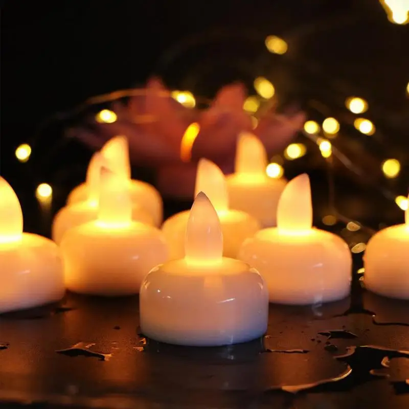 

Floating LED Candles LED Water Activated Floating Candles 12 Pieces Water Activated Flickering Waterproof Tea Lights Table