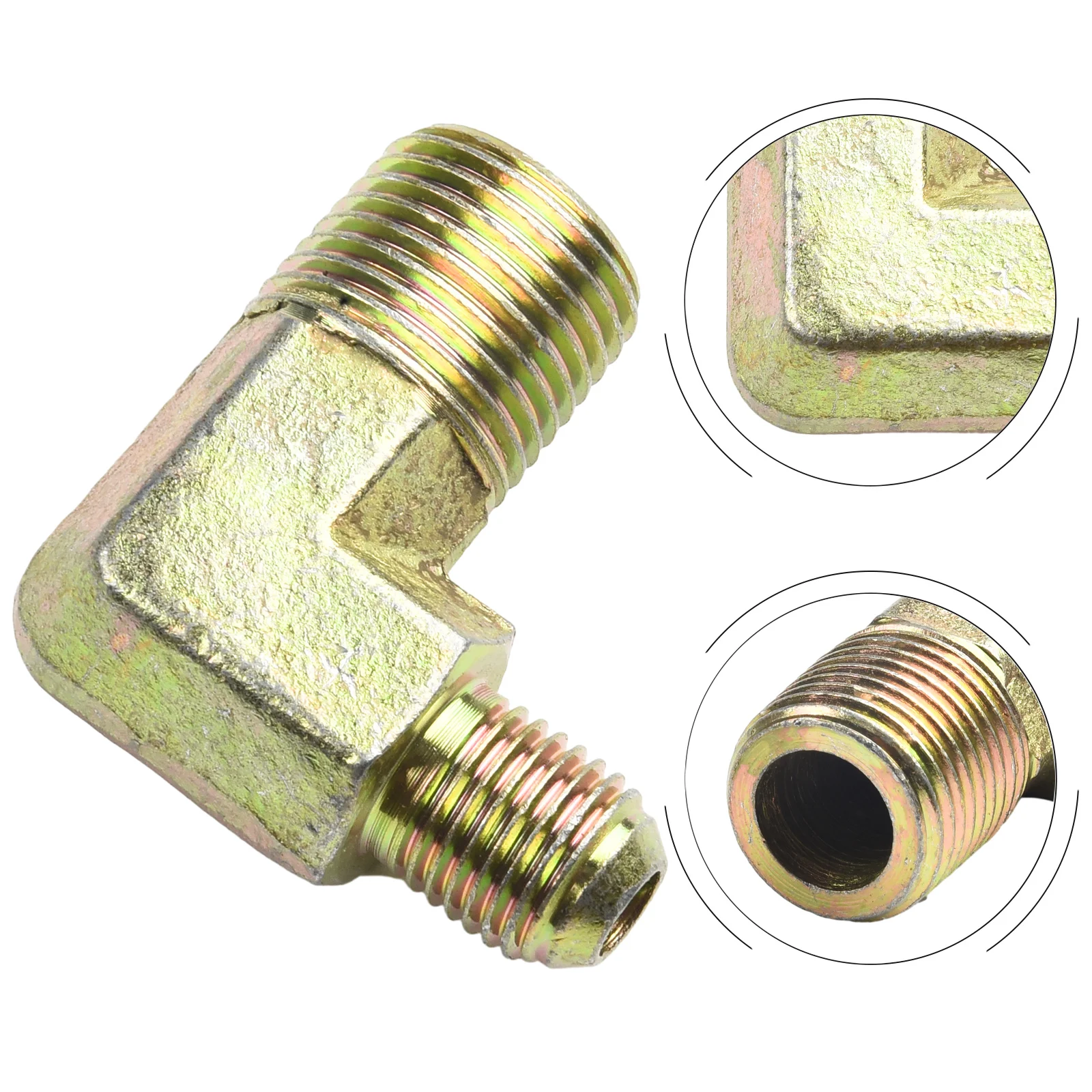 Threaded Elbow Fitting for Air Compressor Systems Compatible with Zinc Alloy Copper or Iron Material Requirements