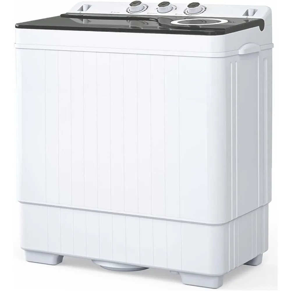 

Compact dual barrel portable mini washing machine with 26 pound capacity, built-in drainage pump/semi-automatic