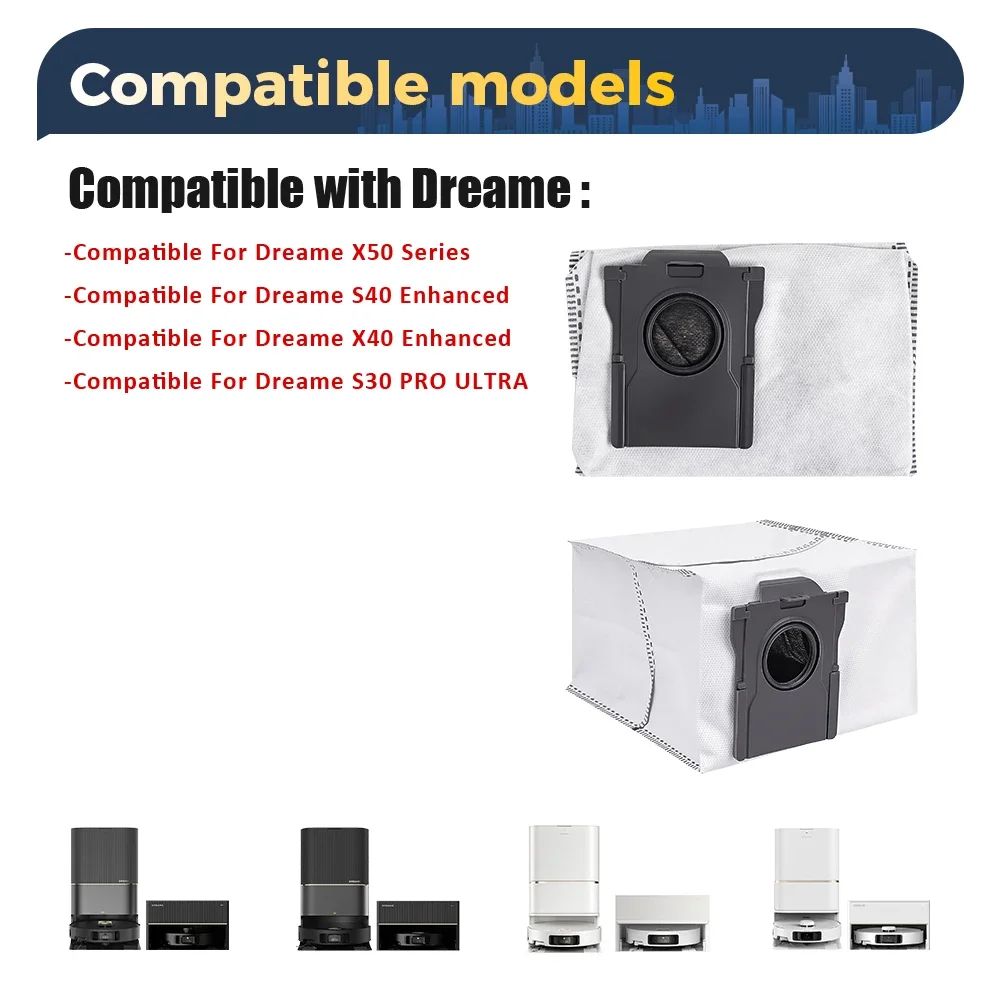 Замена мешка для пыли для робота-пылесоса Dreame X50/X50 Ultra/X50 Master/X50 Pro/X40 Enhanced/S30 Pro Ultra/X40 Pro Ultra/X40 Pro