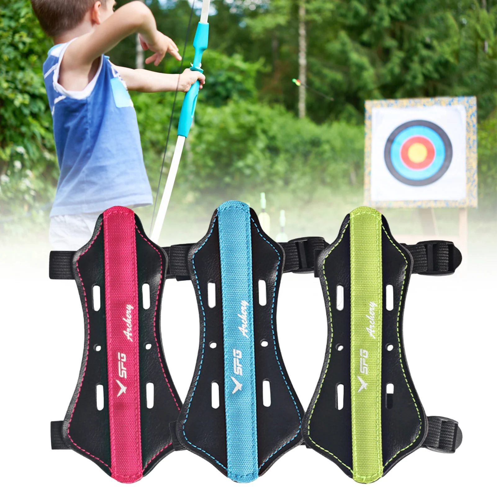 Archery Arm Guard Forearm Protector 2-Strap Arm Protector Rubber for Kids & Youth Shooting  Practice