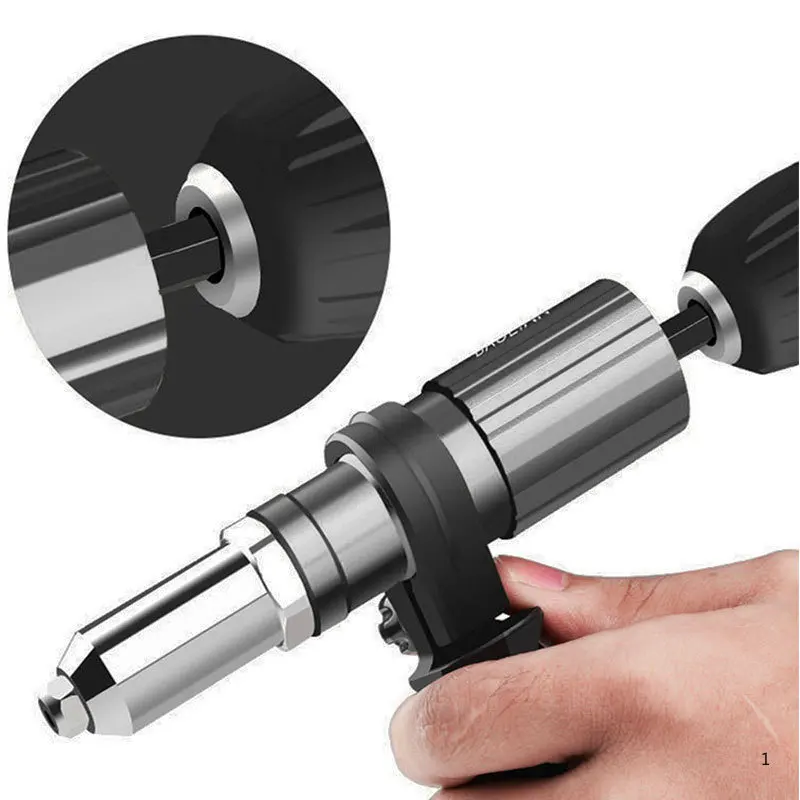 Electric converter head, adapter, pneumatic core-pulling electric drill rivet