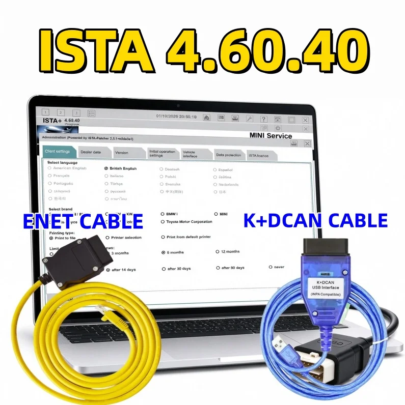 Best Price Car Accessories Tool Diagnostic Software ISTA 4.60.40 ICOM ENET K+Dcan OBD Cable with Full ISTA4.60.40 PSdZData