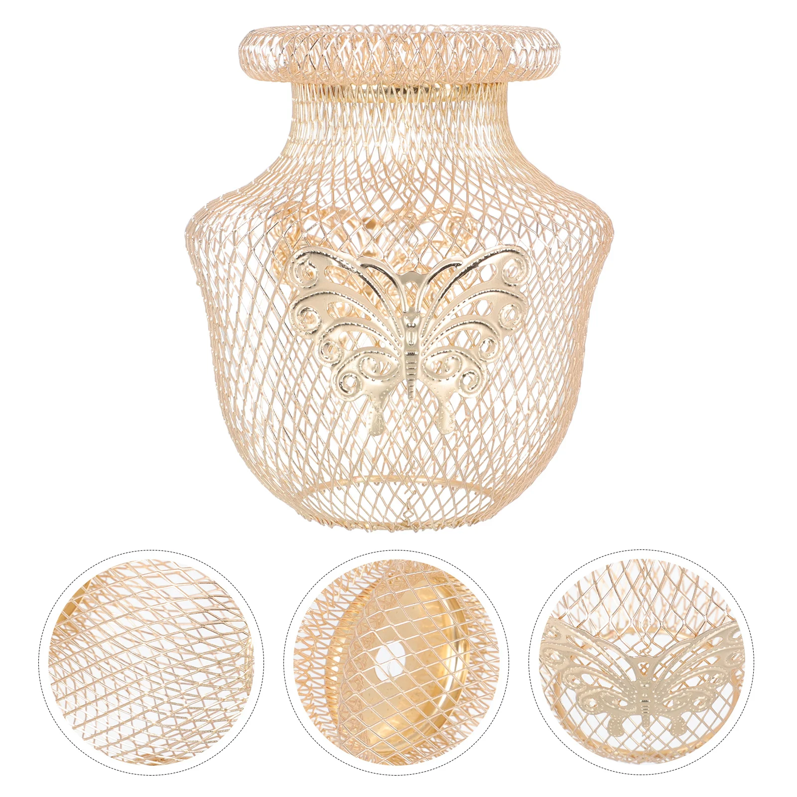 

1Pcs Gold Iron Wire Lampshade Butterflies Vase Hollow-Out Hanging Light Cover Decorative Lamp Decor Ceiling Light Cover