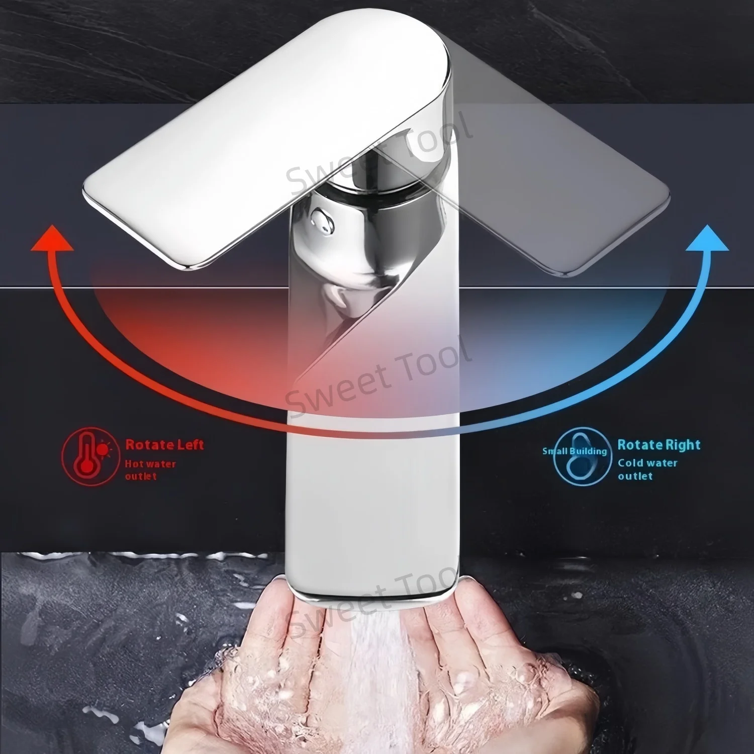 Household Water Mixer Wash Basin Faucet Hot and Cold Deck Mounted Single Handle Single Hole Water Tap for Kitchen and Bathroom