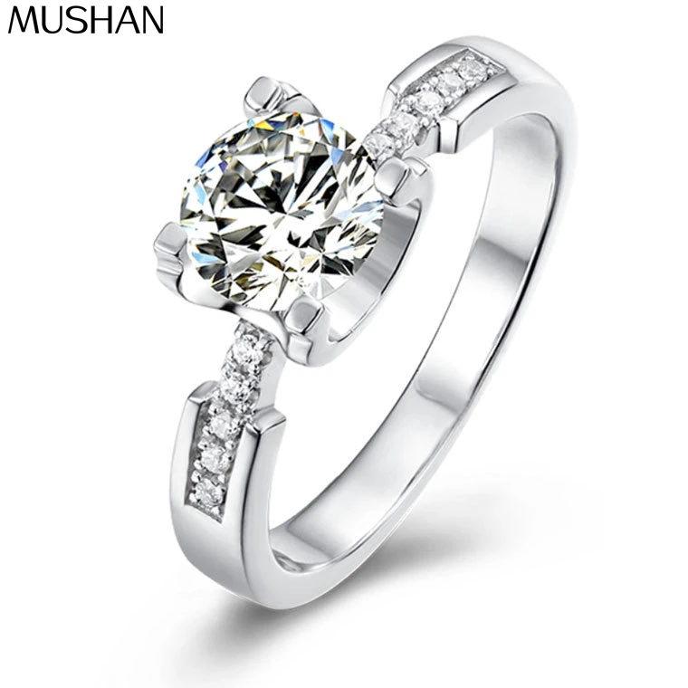 

MuShan Luxury Jewelry 925 Sterling Silver Ring Moissanite Stunning Ring for Ladies 18K Gold Plated MST Patent GRA Fine Rings