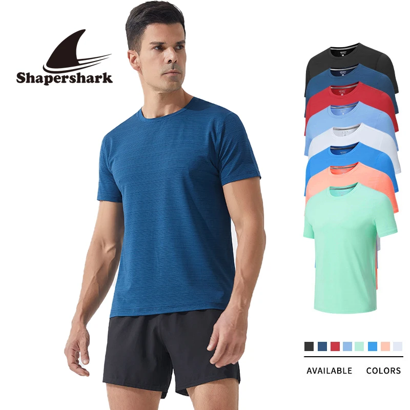Shapershark Crew Collar T-Shirt for Men, Solid Color, Versatile, Half-Sleeved, for Sports, Fitness and Daily Life