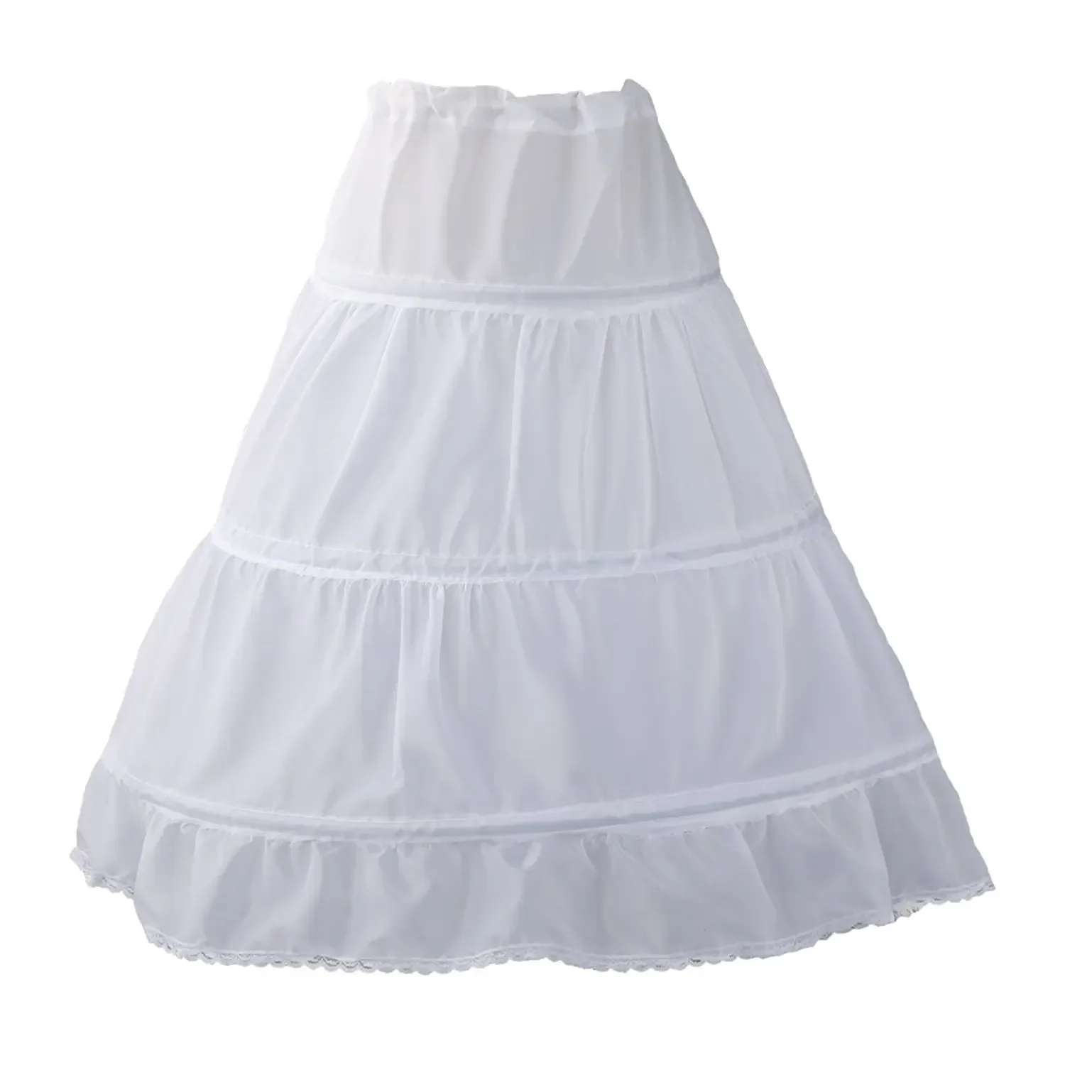 

New Arrival Flare Girls Petticoat 3 Hoops Full Slip Flower Crinoline Skirt for 2-12 Years Old