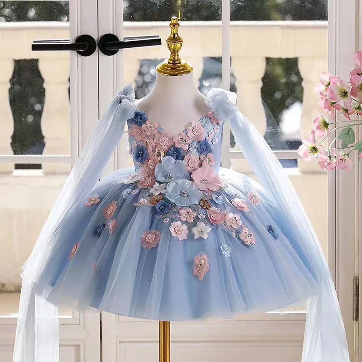 Gorgeous girls prom dress high-end elegant dress attending party evening dress for girls Christmas dress suitable for 2-8