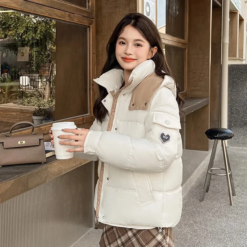 Fashion 2025 New Women Parkas Down Jacket with Hood Autumn Winter Warm Over Size Casual Short Thick Outwear Female Coat