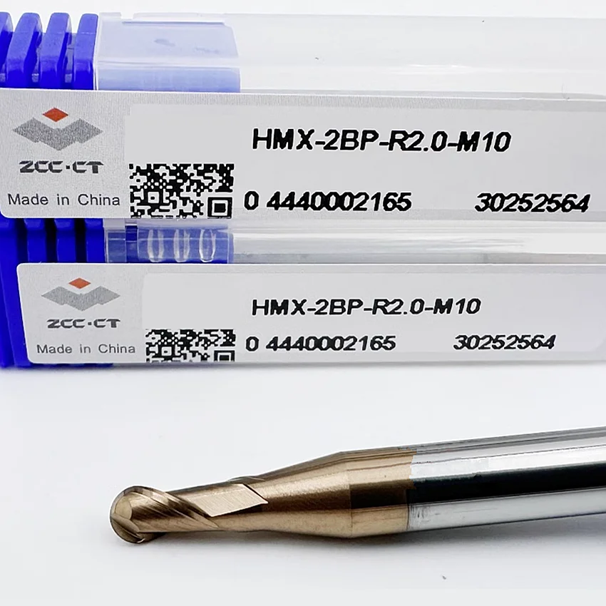 HMX-2BP-R2.0-M10 ZCC.CT HMX-2BP Two edge straight shank long neck short edge ball end mill 2 Flutes Ball Nose End Mill End Mills