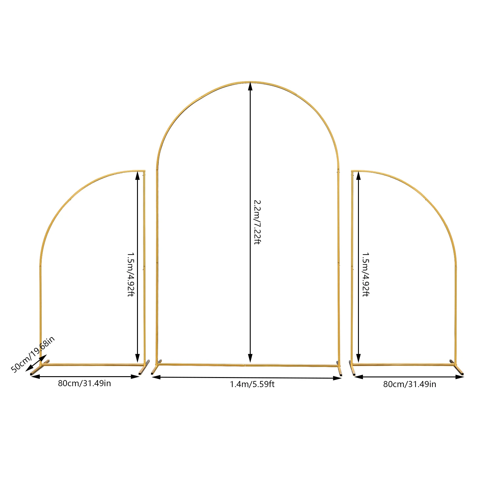 Gold Metal Wedding Arch Backdrop Stand for Ceremony Bridal Party Decoration  Flower Display Frame Background