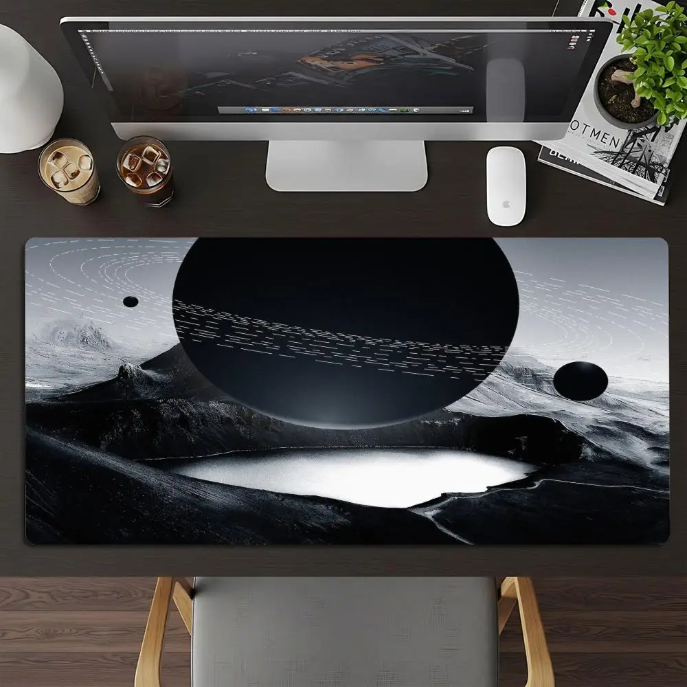 Cosmic Space Mousepad XXL Dark Planet Star Trail Deskpad Non‑Slip Rubber Mountain Game Keyboard Mats Galaxy Art Gamer Desk Mats