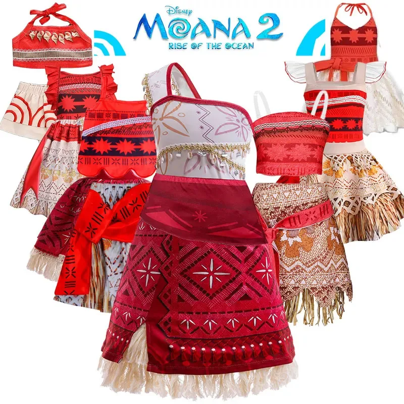 Moana fiesta niñas vestidos de princesa carnaval Los Reyes Magos ropa Disney Vaiana ropa niños un hombro Voyager vestidos de playa