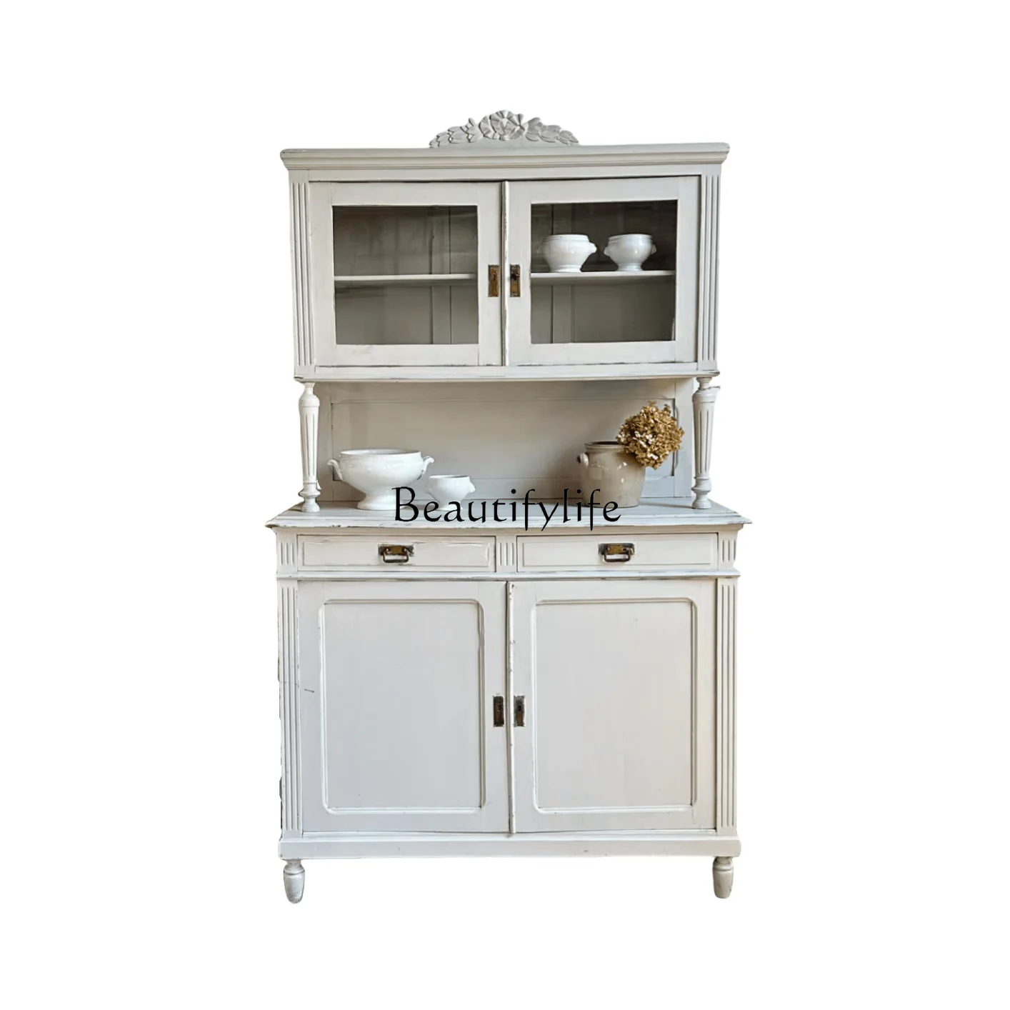 

*American retro solid wood side cabinet restaurant locker wine cabinet French old