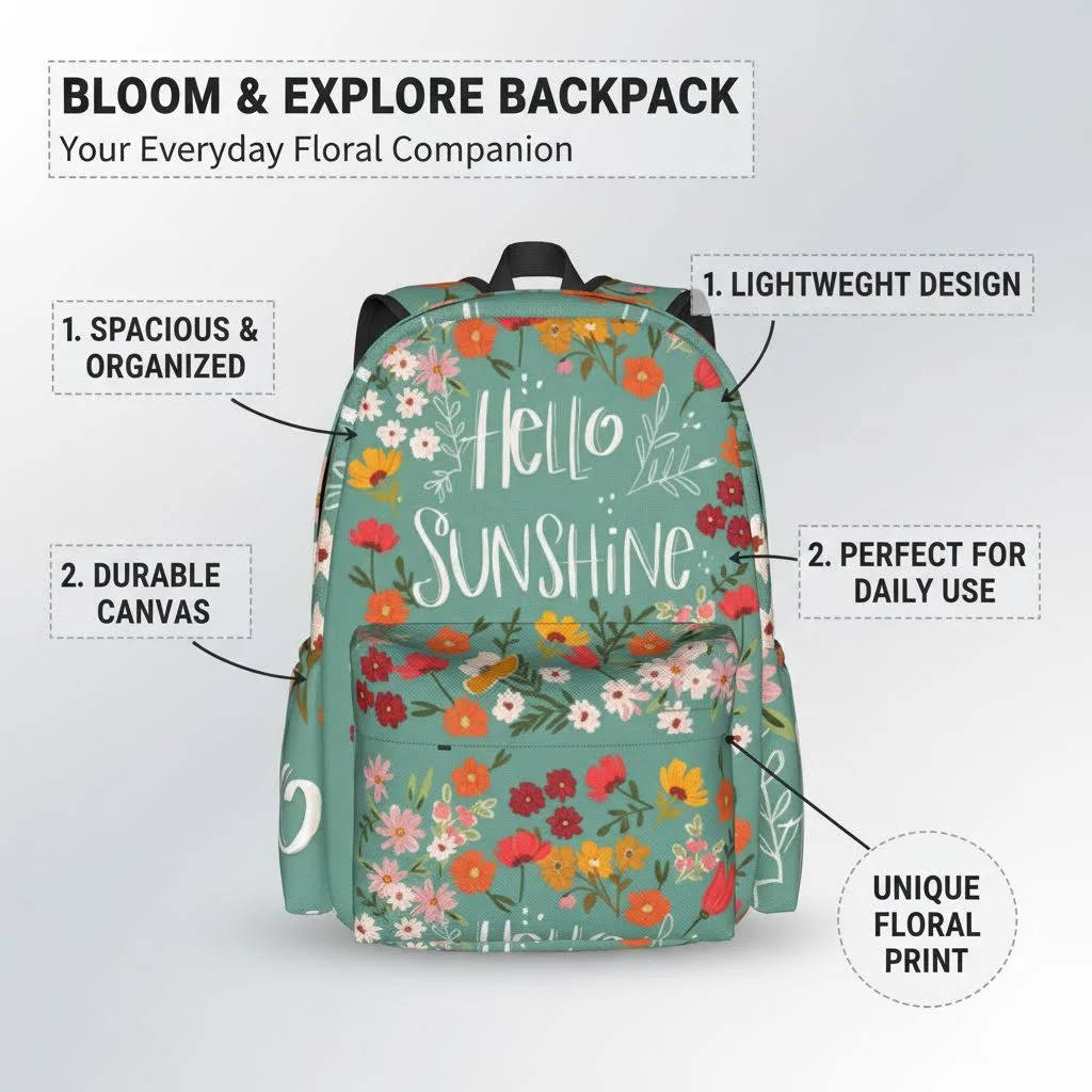 

Flowers Travel backpack,Student Backpack,Large capacity backpack,Back To School,Personalized Backpack,Spring outing backpack