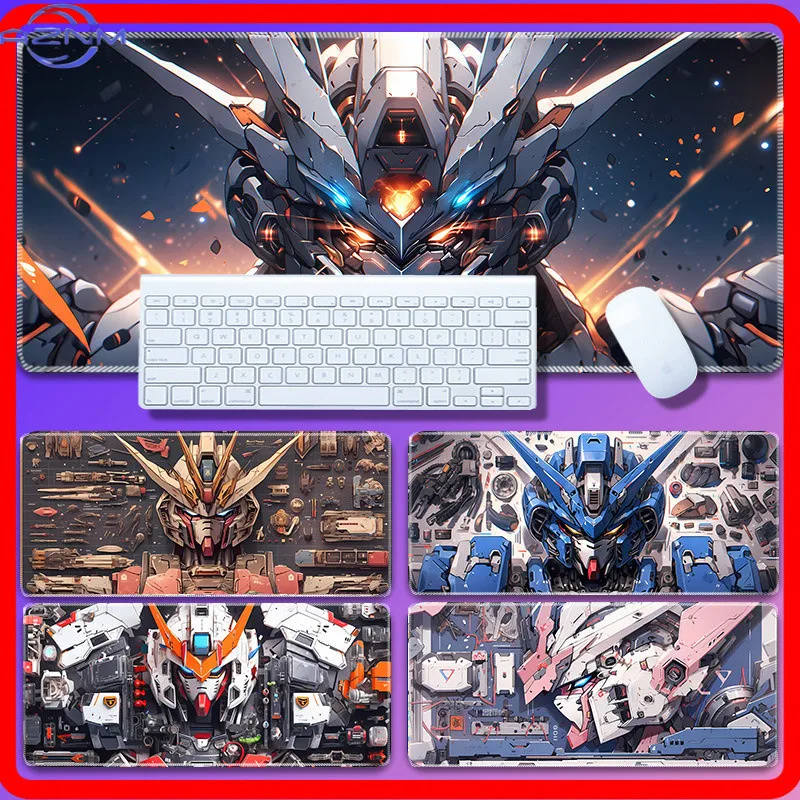 Gundam warrior mouse pad, extra-large, cool design, suitable for computer office use, with anti-slip edges, gaming desk mat, for
