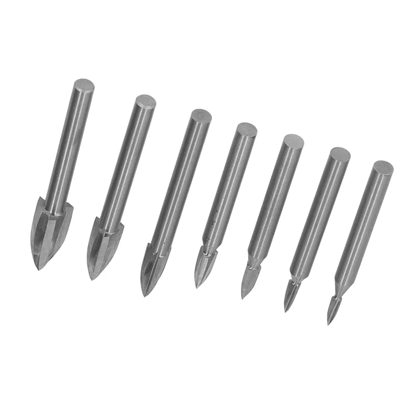 ABJI-7Pcs 조각 드릴 비트 6Mm 생크 목공용 고속 강철 조각 도구