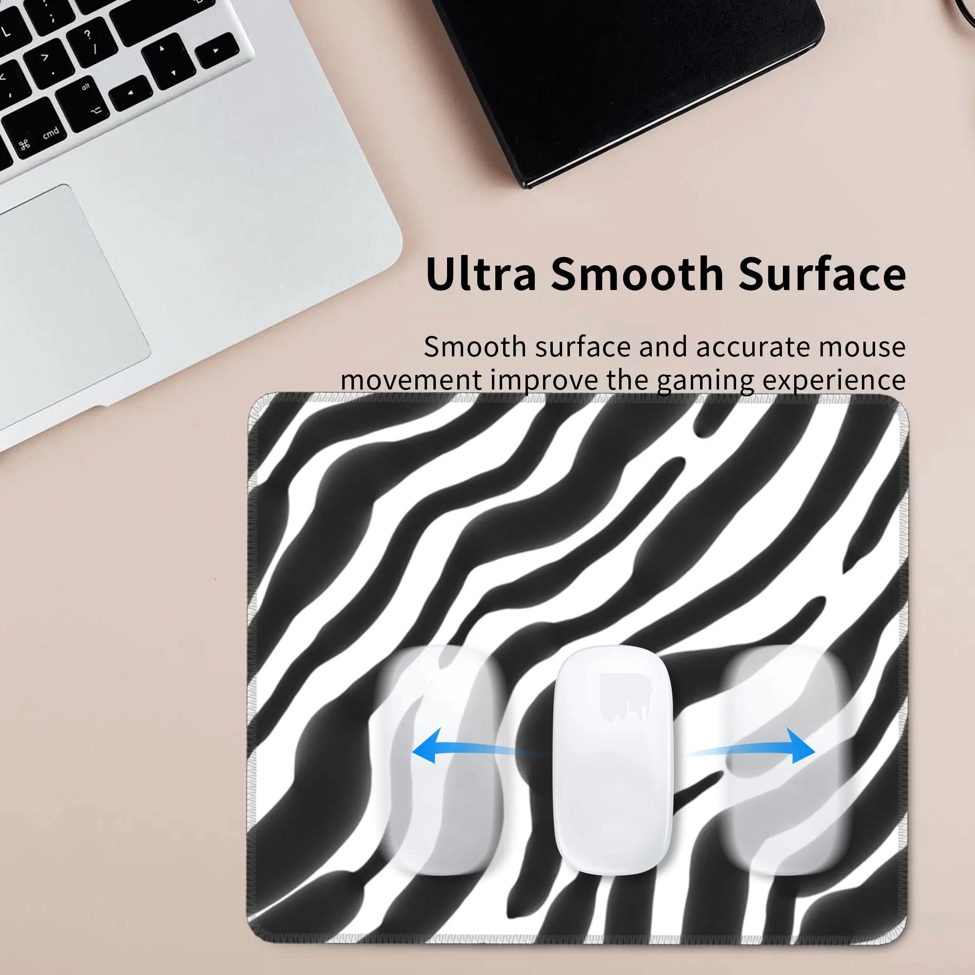 Liquid Black White Zebra Pattern Mouse Pad Computer Keyboard Mouse Mat Gaming PC Laptop Desk Mat Office Table Mats