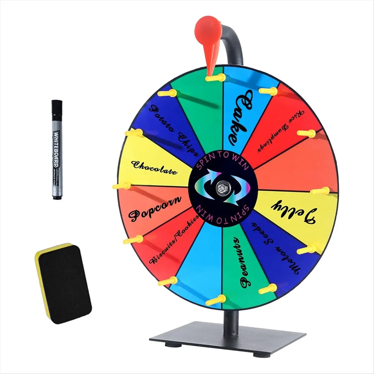 ETRT 12 Inch Wheel Prize Wheel with 12 Slots,Heavy Duty Base and Stand,Ideal for Carnival Events Home Parties