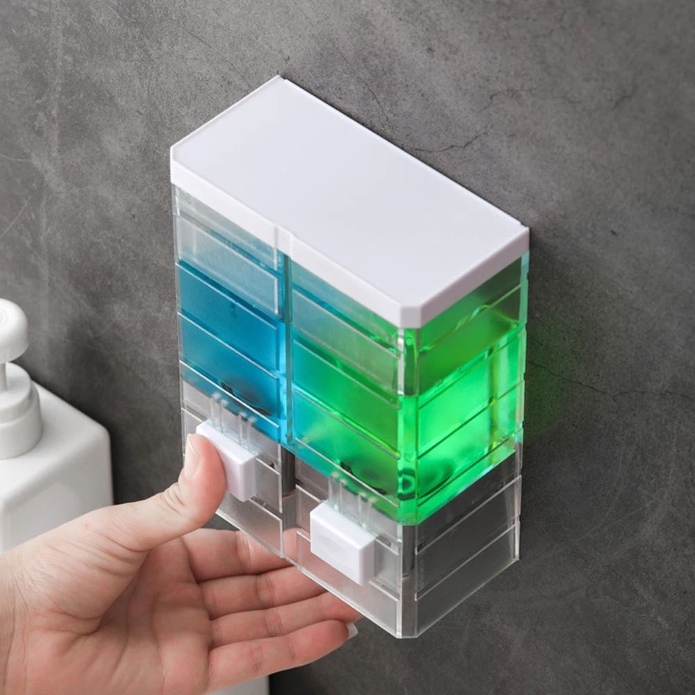 

500ml Manual Liquid Soap Dispensers Double-head Wall-mounted Transparent Bathroom Hotel Sanitizer Dropship