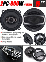 2PCS 800W Max 5Inch 4-Way HiFi Coaxial Speaker With Dust Cover and Audio Cable Universal Car Door Audio Music Stereo Full Range