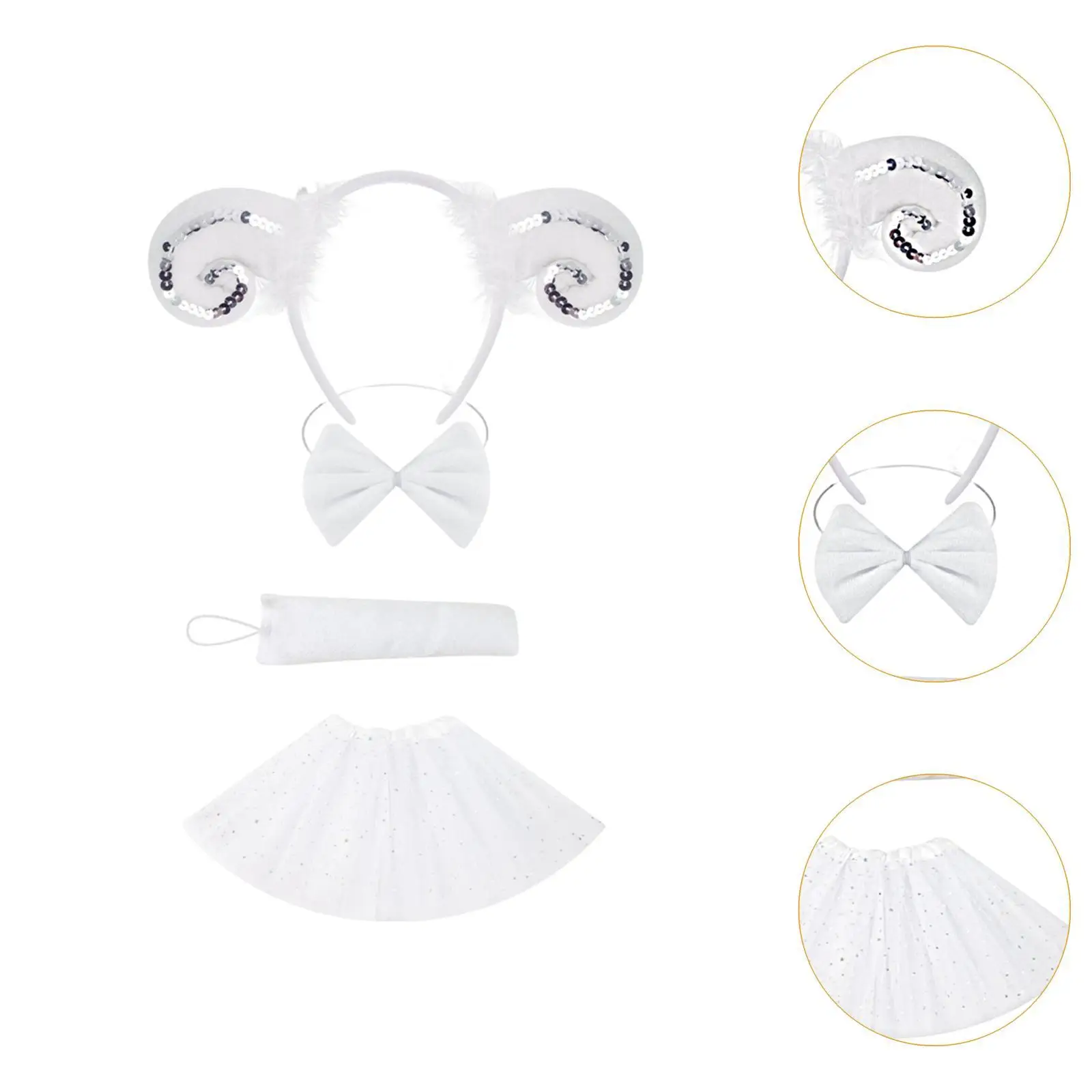 Lamm-Kostüm-Set, Foto-Requisiten, Fliege mit Ohren, Stirnband, Cosplay für Halloween, Anime, Party, Geburtstag, Party, Festivals, Karneval