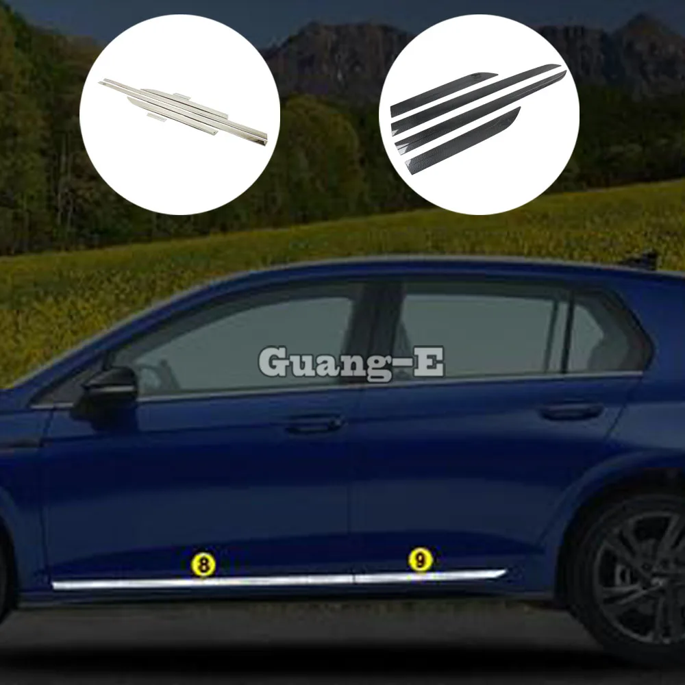 

Для VW Volkswagen Golf 8 Golf 8 2020 2021 2022 2023 Стайлинг боковой двери из нержавеющей стали, накладка на кузов, полоса, панель, молдинг, рамка