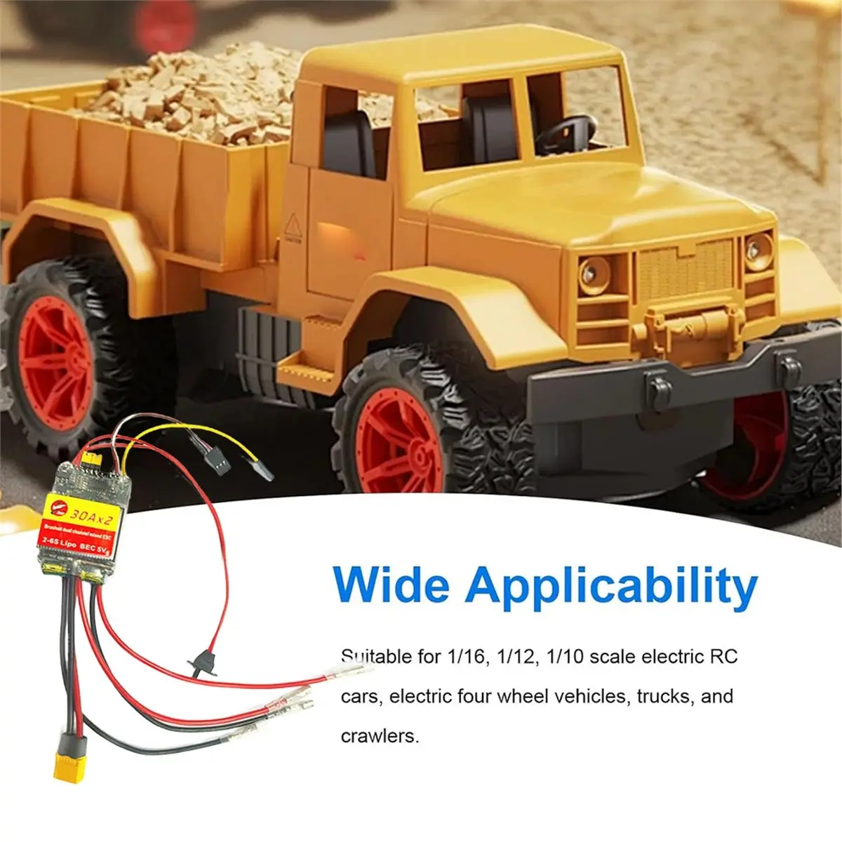 30A Dual-Channel Brushed Motor ESC for RC Cars Boats Tracked Vehicles PWM Signal Input Electronic Speed Controller