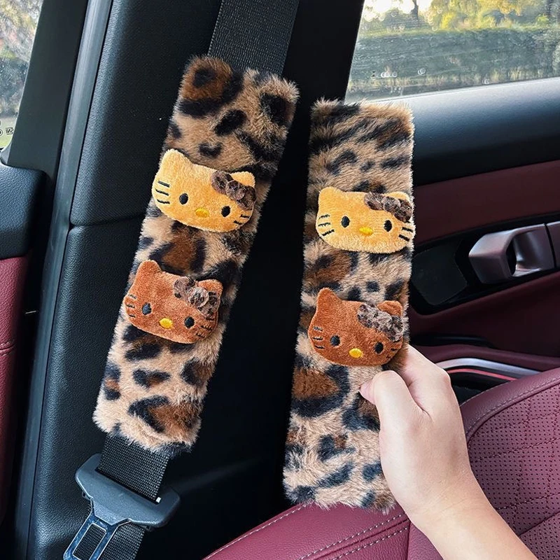 1PCS Kawaii Sexy Plush Leopard Car Seat Belt Shoulder Cover Decoration Creative Friend Birthday Gift Car Decoration