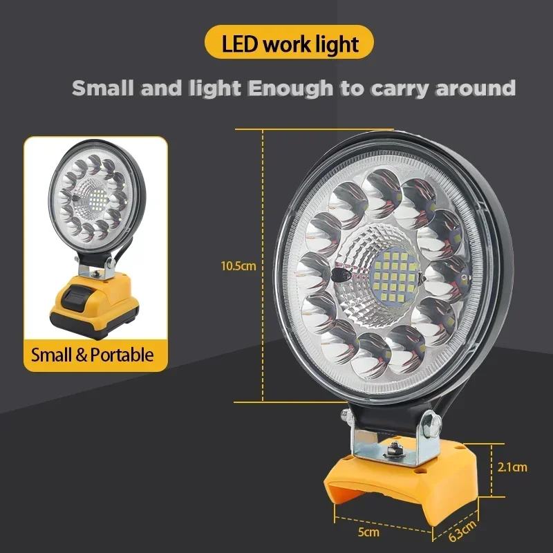 4 inch Car LED Work Light Flashlight Electric Torch Spotlight Camping lamp For DeWalt 12V Li-ion Battery DCB120 DCB121 DCB213