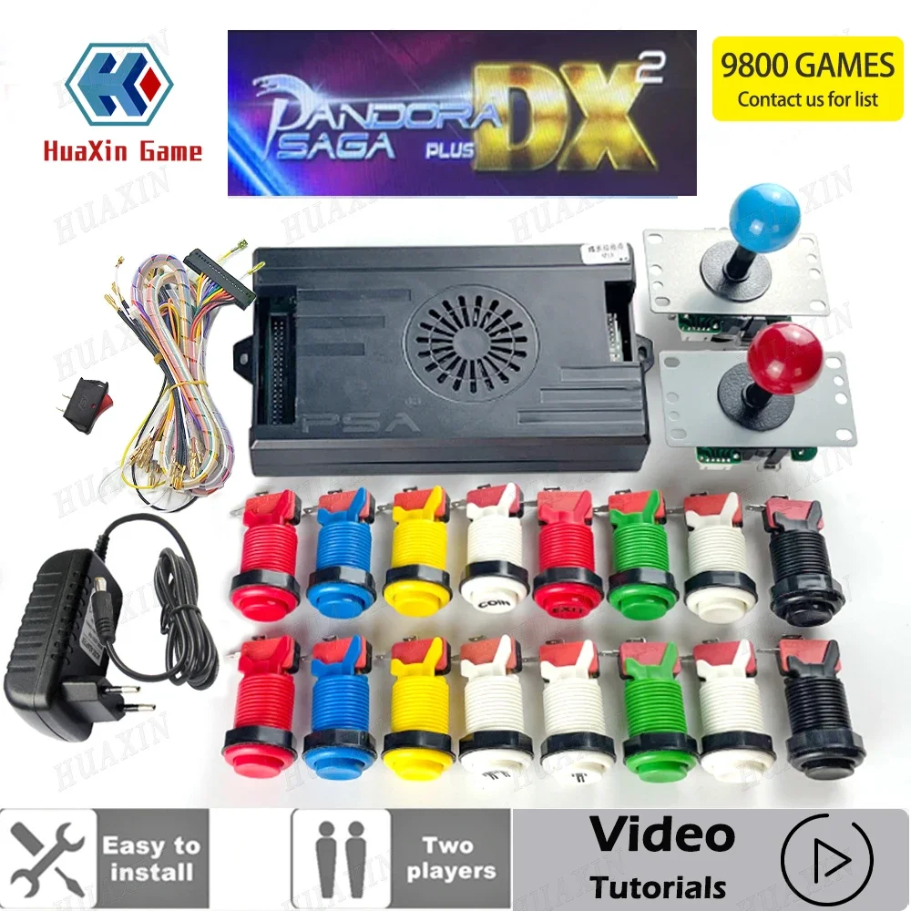 Pandora Saga DX 9800 In 1 Box Kit Copy SANWA Joystick,HAPP Push Button DIY Arcade Machine Home Cabinet with Tutorial