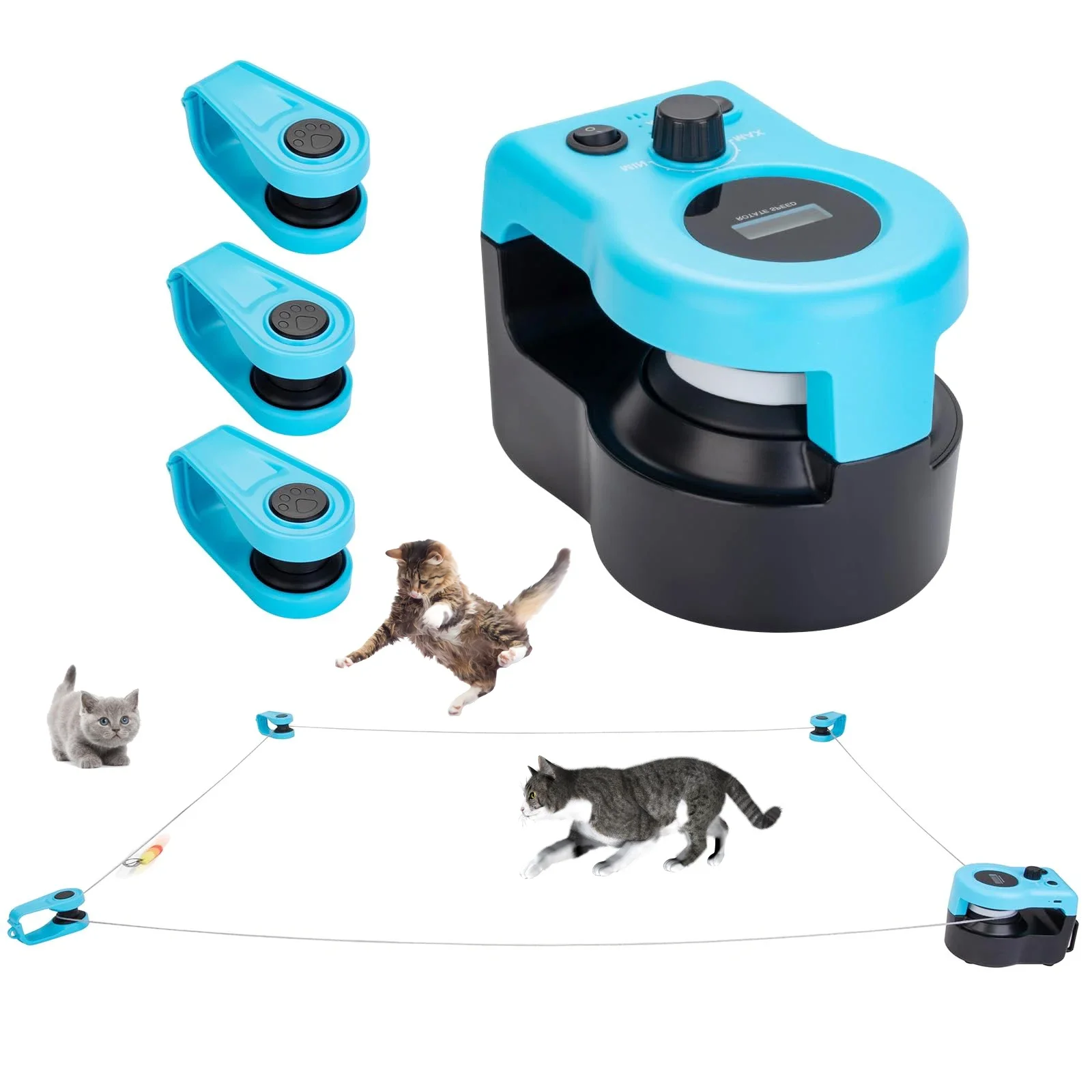 

Cat Toys for Indoor Interactive Cat Toy Wheel Exerciser New Cat Treadmill for Indoor Adjustable Speed Simulated Hunting Toy