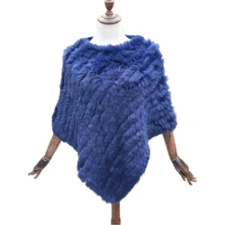 ZDFURS-Poncho de pele de coelho tricotado para mulheres, xale natural de pele de coelho genuíno poncho de moda, venda quente, inverno