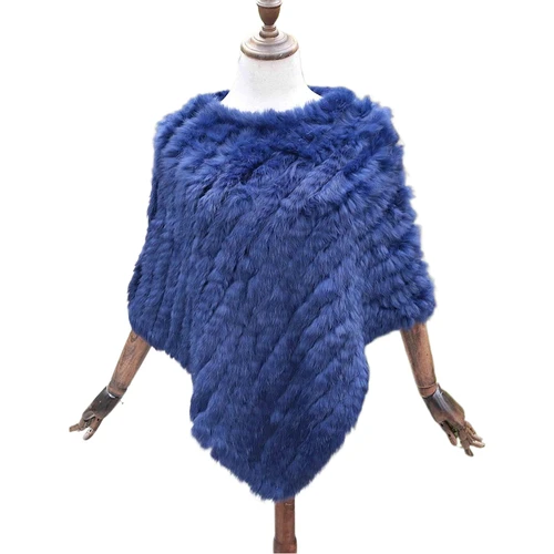 ZDFURS * Poncho de piel de conejo Natural tejido, gran oferta de invierno, chal de piel de conejo a la moda, horquillas de piel de conejo auténtica para mujer