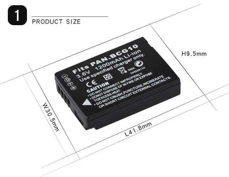 1200mAh DMW-BCG10E BCG10 BCG10E Camera Battery For Panasonic Lumix DMC-3D1 DMC-TZ7 DMC-TZ8 DMC-TZ10 DMC-TZ18 DMCTZ19 USB Charger