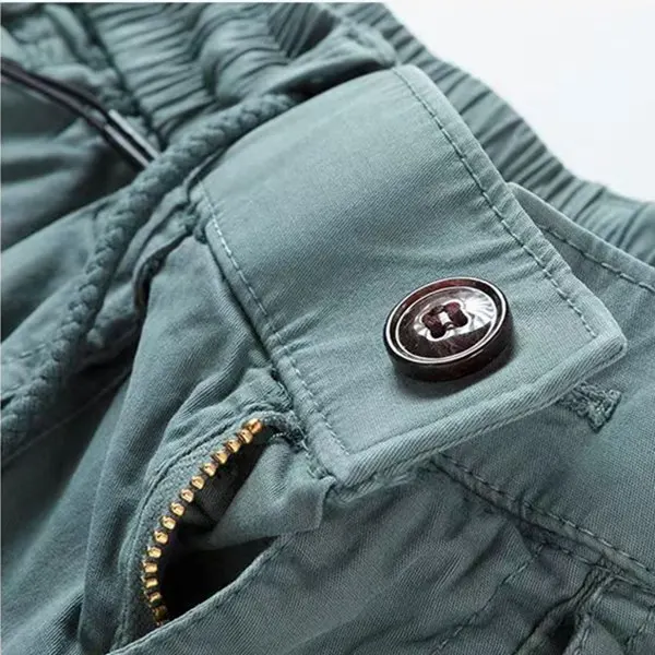 Mens Lightweight Summer Workwear Cargo Shorts Zipper Streetwear Fashion Multi Pocket Elastic Waist half Inseam Casual 100% Cotto