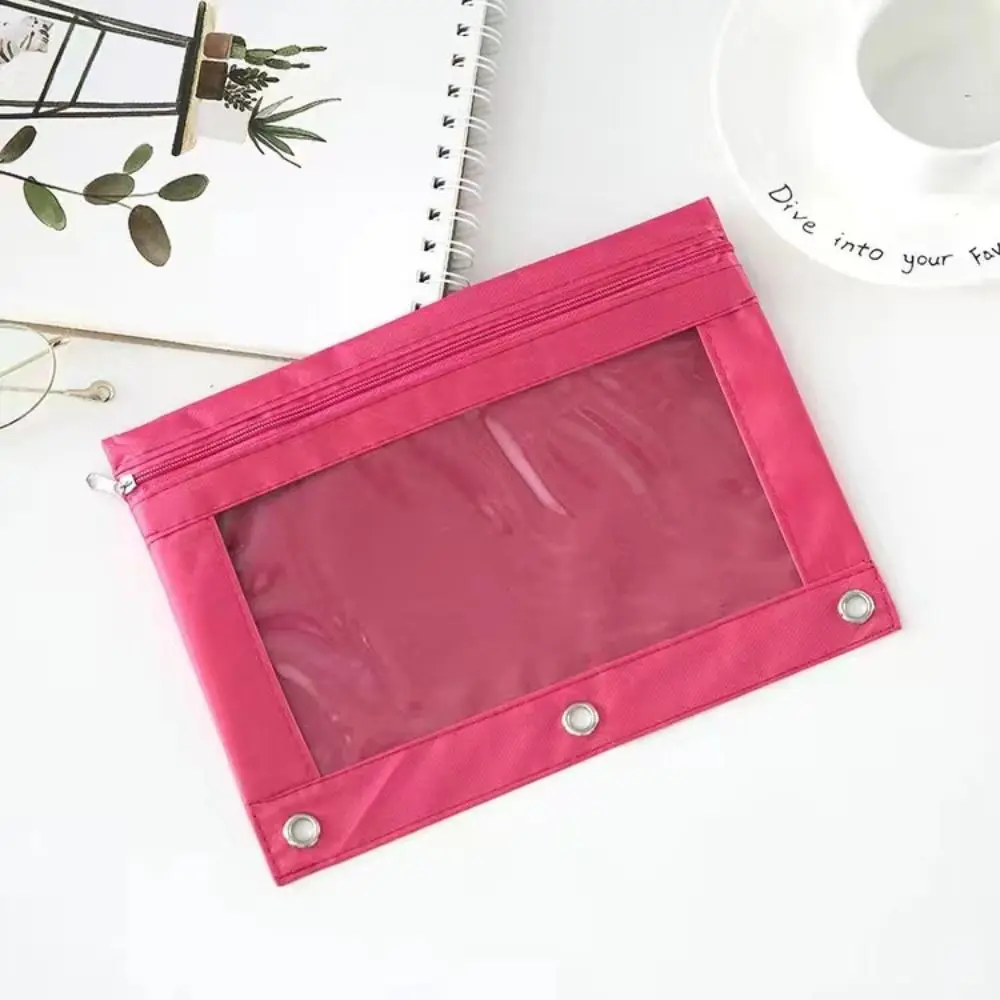 New Zippered Binder Pencil Pouch Pen Case B5 Multicolored File Holder with 3 Rings PVC Pencil Case