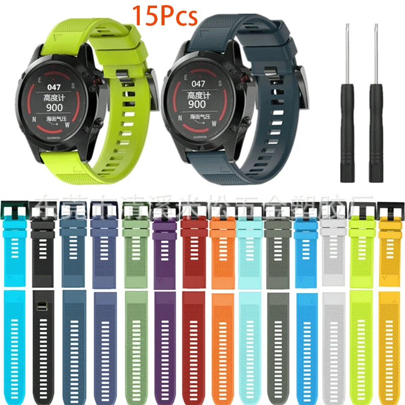 15 pçs 26/22/20mm pulseira de relógio para garmin fenix 5x 5 5S plus 3 3hr d2 s60 relógio liberação rápida silicone easyfit pulseira