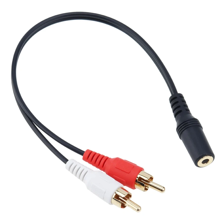 500pcs Gold Plated 3.5mm Stereo Audio Female Jack to 2 RCA Male Socket Headphone 3.5 Y Adapter Cable 28cm