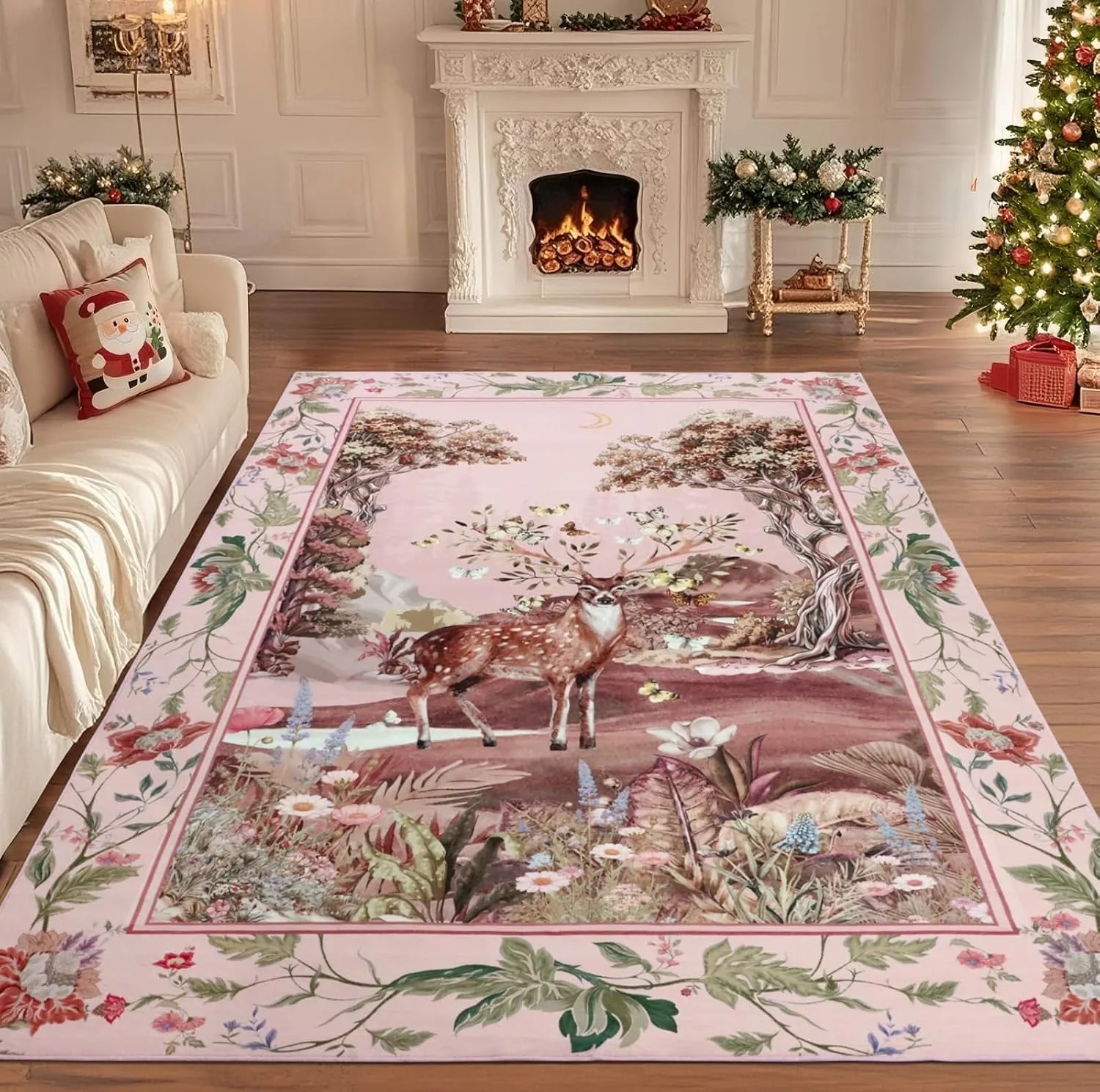 

Vintage Living Room Carpet Creative Animal Floral Print Bedroom Rug High-end Pastoral Style Home Decor Coffee Table Mat Alfombra