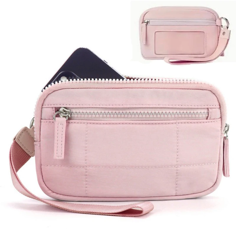 

Women's Keychain Wallet The Iris Wallet Zip Waterproof Nylon Card Wallet Pouch Wristlet Zip Card Case with Clear ID Window