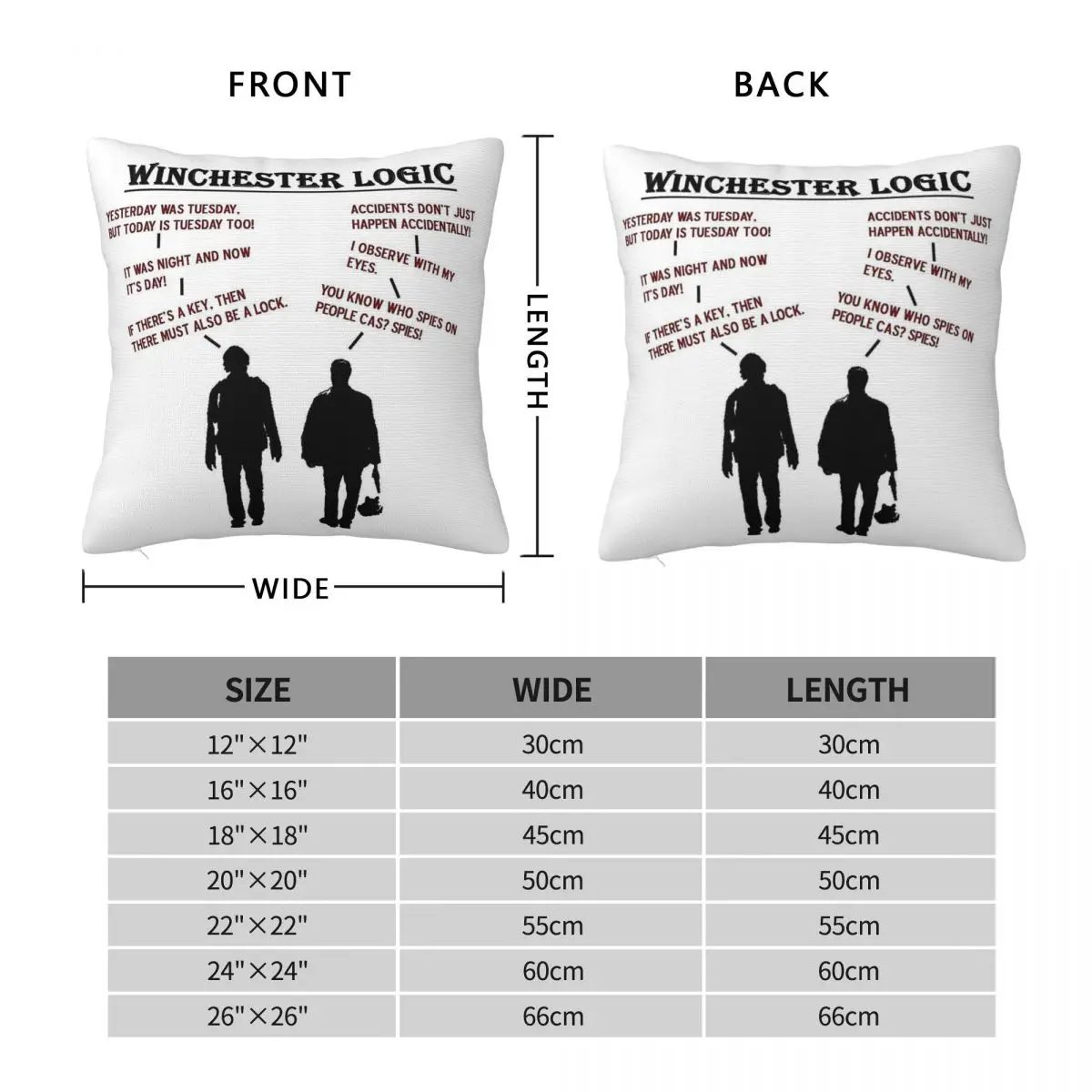 Supernatural Winchester Logic Pillowcase Polyester Linen Velvet Printed Zip Decorative Car Cushion Cover