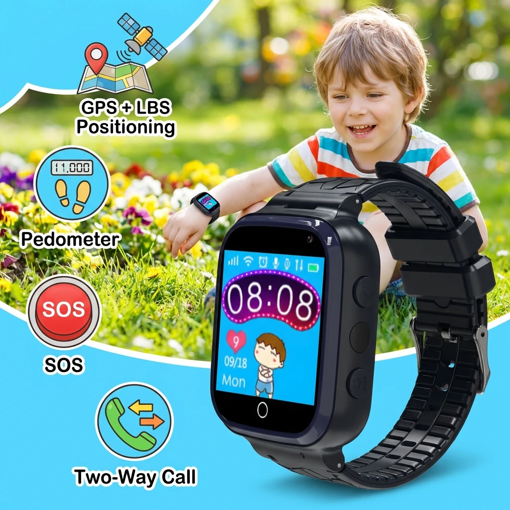 

Kids Smart Watch GPS Position Tracker SOS Voice Monitor Phone Call Watch Children Smartwatch Boy Girl Gift for IOS Android Phone