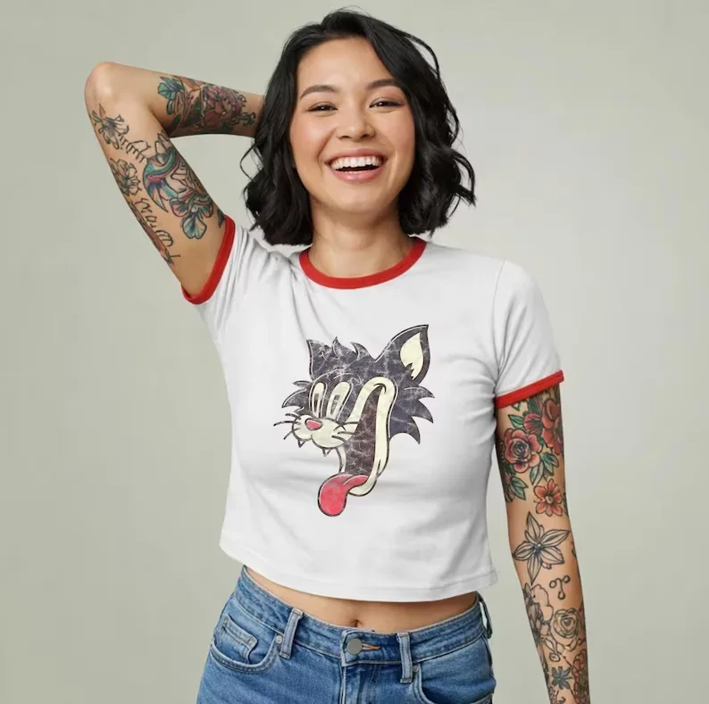 Crazy Cat Smiling Psycho Ringer T Shirt Patrick Hockstetter Character Tees High Quality Casual Tee Summer Mem Kid Beach T-Shirts