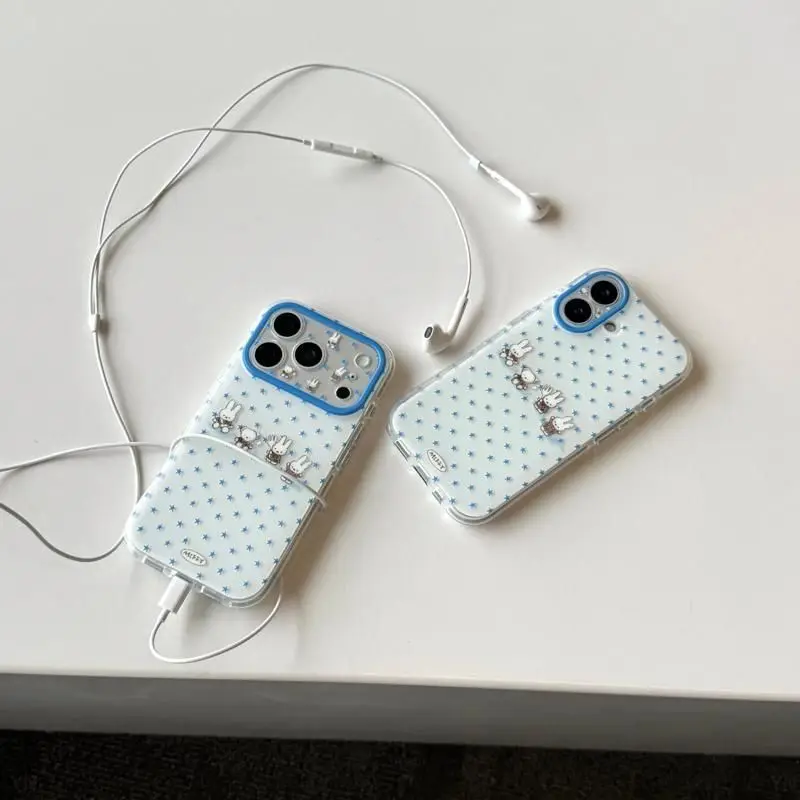 Lovely All‑Over Star Printed Miffy Rabbit Protective Phone Shell for IPhone 17 Pro Max 16 15 14 13 12 Anti‑Scratch Case Kawaii