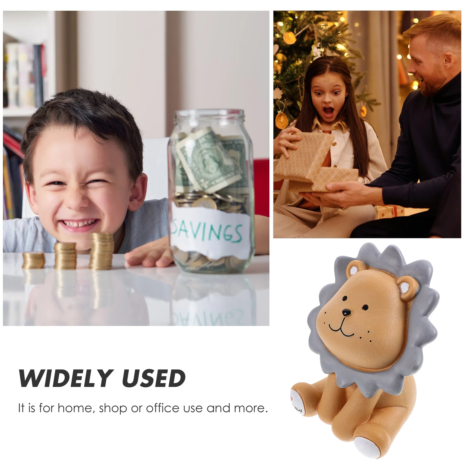 

Adorable Resin Lion Piggy Bank Coin Box Cartoon Coin Collector Saving Pot Gift Money Box Lion Piggy Bank