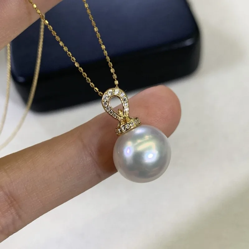 925 Sterling Silver Accessories Exquisite Pendant with White 12-13mm Natural White Pearl