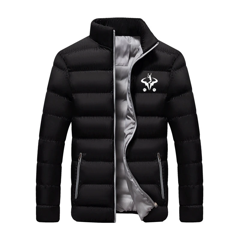 Inverno Novo Rafael Nadal Logo Impressão Custom Made Homens Zipper Down Jacket Vest Algodão Quente Engrossar Casual High Street Man Streetwear