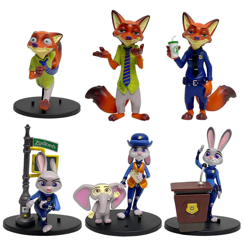 6 teile/satz Zootopia Modell Spielzeug 10 cm Judith Laverme Hopps Nick Wilde Action Figure PVC Anime Dekor
